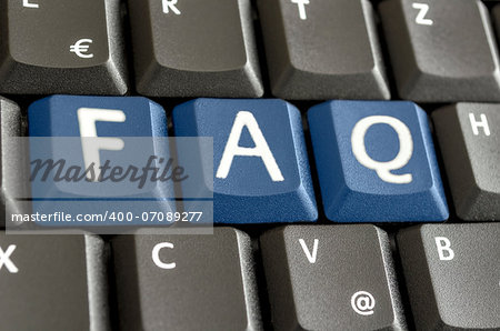 Abbreviation FAQ written with blue keyboard buttons.