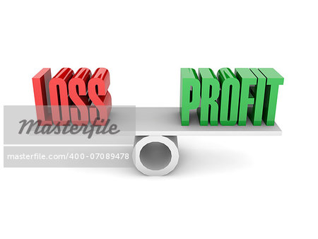 Loss and Profit opposition. Concept 3D illustration.