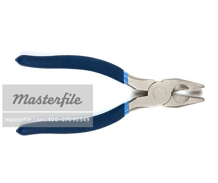 Tools collection - blue pliers. Isolated on white background