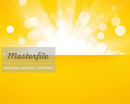 Yellow sunny blurred bokeh abstract background with copyspace