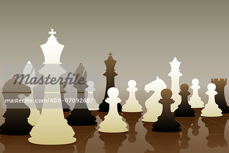 Editable vector illustration of chess pieces in a game