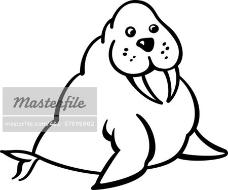 Cartoon illustration of Walrus isolated on white