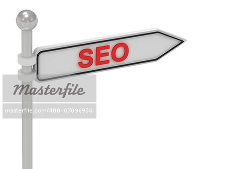 Sign with red SEO, 3d rendering, Isolated on white background