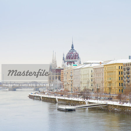 Danube Promenade and the Parliament, Budapest, Hungary