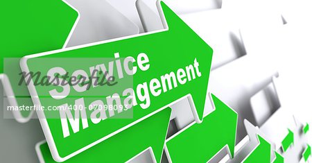 Service Management - Business Concept. Green Arrow with "Service  Management" Slogan on a Grey Background. 3D Render.