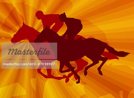 jockeys riding horses on the abstract background - vector