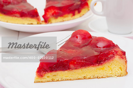 Closeup of Homemade Strawberry Cake with Jelly