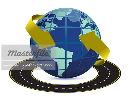 illustration of road around the earth on white background