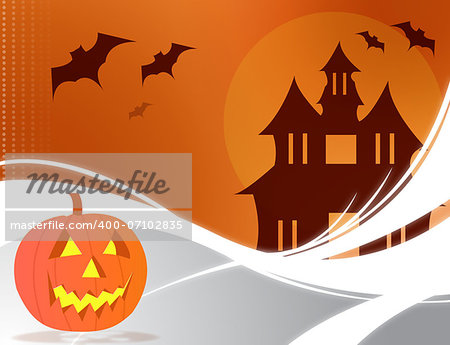 Halloween card with a pumpkin and a design theme background. vector