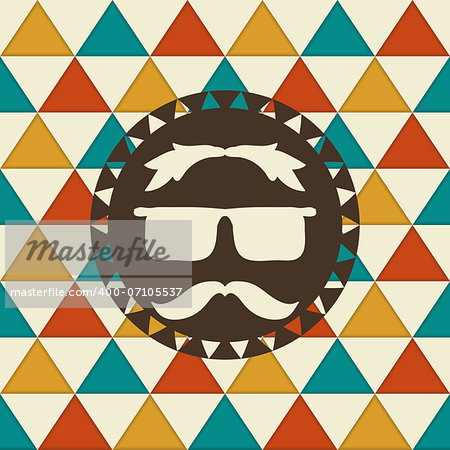 Vector Seamless hipster pattern. Hipster label on it with  glasses and mustache.  pattern in swatch menu