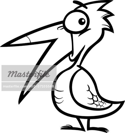 Black and White Cartoon Illustration of Cute Little Exotic Bird for Coloring Book