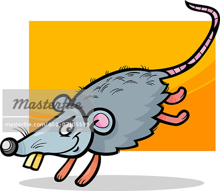 Cartoon Illustration of Funny Running Mouse or Rat Rodent