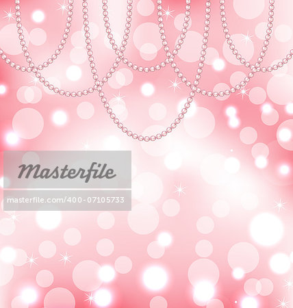 Illustration cute pink background with pearls - vector