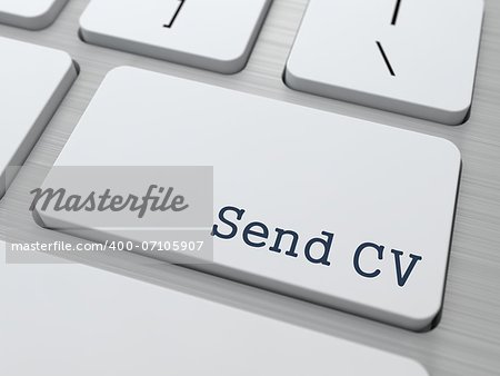 Send CV. Button on Modern Computer Keyboard. Business Concept. 3D Render.