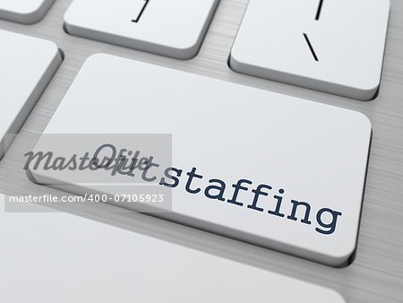 Outstaffing. Button on Modern Computer Keyboard. Business Concept. 3D Render.