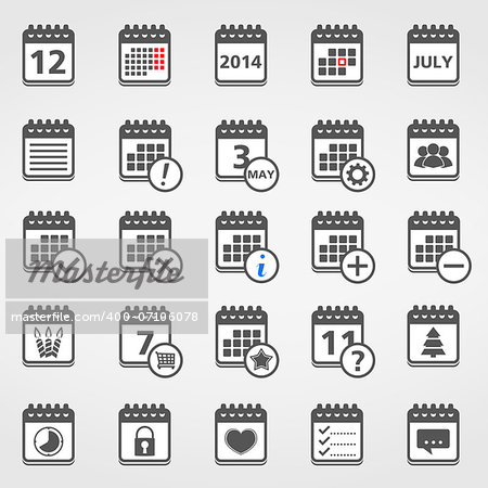 Set of calendar icons, vector eps10 illustration