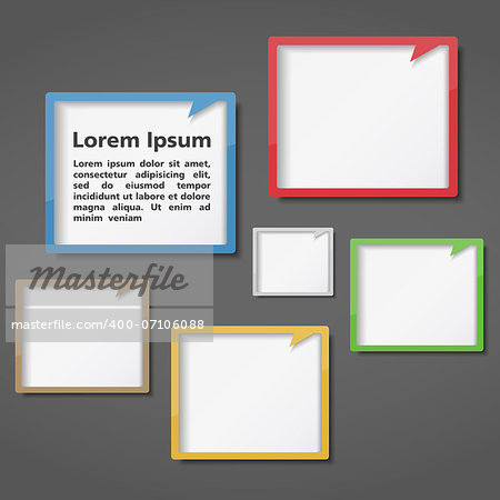 Colored frames for your text on dark background, vector eps10 illustration