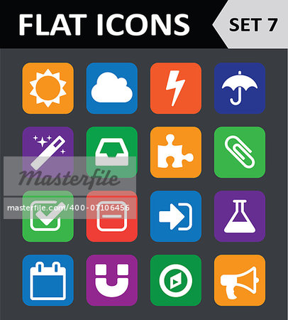 Universal Colorful Flat Icons. Set 7.