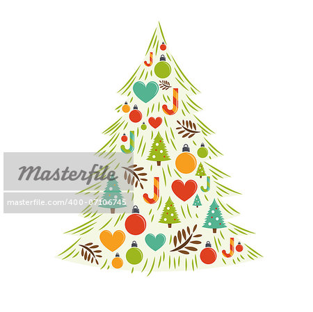 Christmas Tree Card Vector. Vector illustration