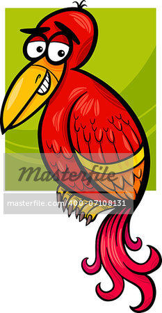 Cartoon Illustration of Colorful Fantasy Exotic Bird