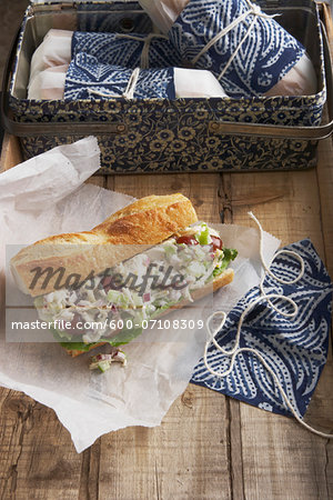 Chicken Salad Sandwich on Baguette, Studio Shot