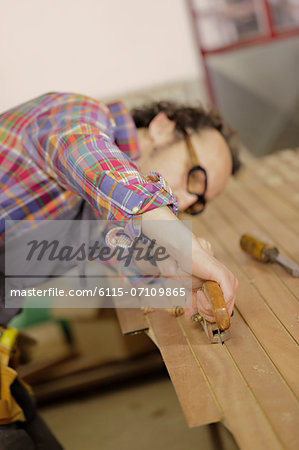 Carpenter in workshop, Osijek, Croatia, Europe