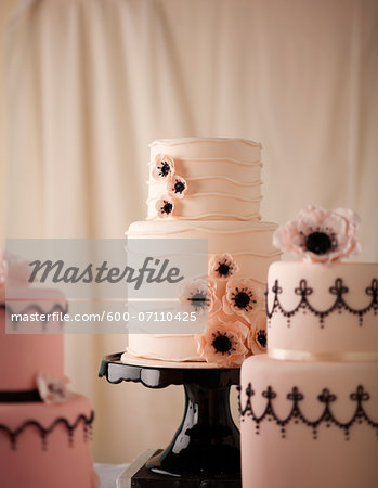 Pink Tiered Wedding Cakes, Studio Shot Pink Tiered Wedding Cakes, Studio Shot