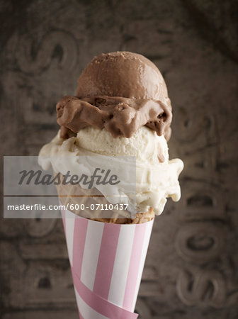 Chocolate and Vanilla Ice Cream Cone, Studio Shot Chocolate and Vanilla Ice Cream Cone, Studio Shot