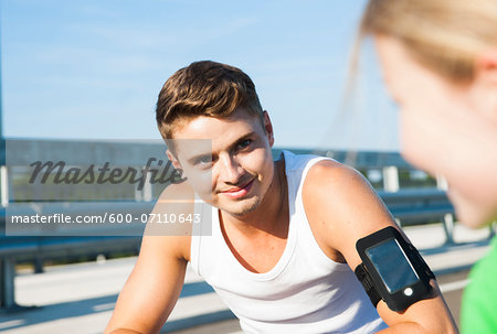 Young Couple Exercising Outdoors, Worms, Rhineland-Palatinate, Germany