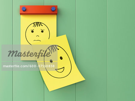 Notepad with Drawings of Happy and Sad Faces Notepad with Drawings of Happy and Sad Faces