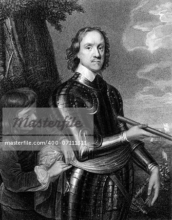 Oliver Cromwell (1599-1658) on engraving from 1827. English military and political leader best known for his involvement in making England into a republican Commonwealth. Engraved by E.Scriven and published in ''Portraits of Illustrious Personages of Great Britain'',UK,1827.