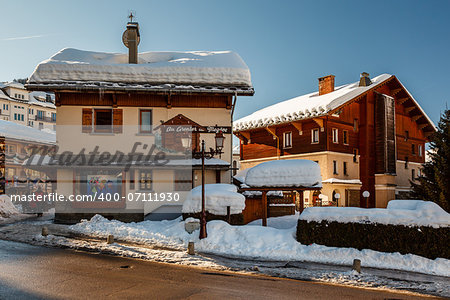 MEGEVE - JAN 10: Village of Megeve on January 10, 2012 in Megeve, France. Megeve with a population of over 4,000 residents is well-known due its popularity as a ski resort.