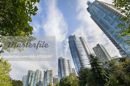 Vancouver BC Canada Downtown Waterfront Condominium Buildings by the Park Along the Seawall