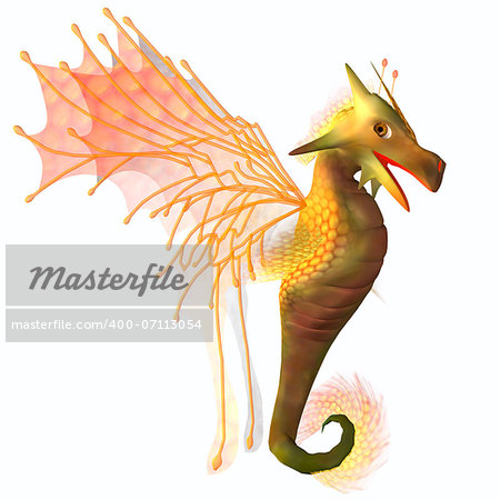 A creature of myth and fantasy the dragon is a friendly animal with horns and wings.