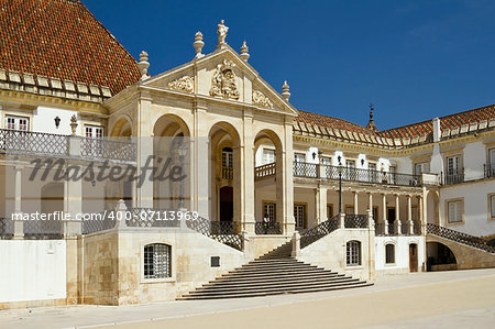 The main square and buildings of the historic block of the University of Coimbra