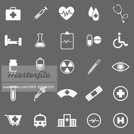 Medical icons on gray background, stock vector