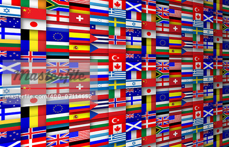 Colorful flags of the world background illustration