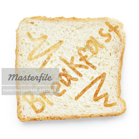 slice of bread for breakfast, on white background with shadow