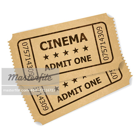 Two retro cinema tickets. Illustration of designer on a white background