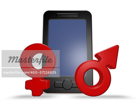 smartphone with male and female symbol - 3d illustration