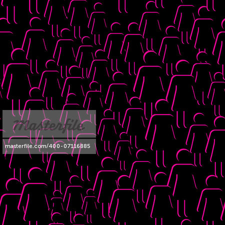 People woman girl business crowd, icon web. Vector diagram, network communication. Partnership, employee. Relation concept wallpaper seamless background.