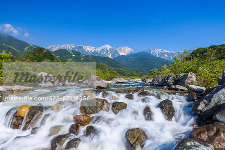Matsu river and Hakuba mountain range, Nagano Prefecture