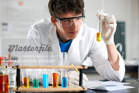 Chemistry student doing experiment