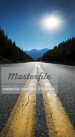 Trans Canada Highway looking west towards Salmon Arm, British Columbia, Canada