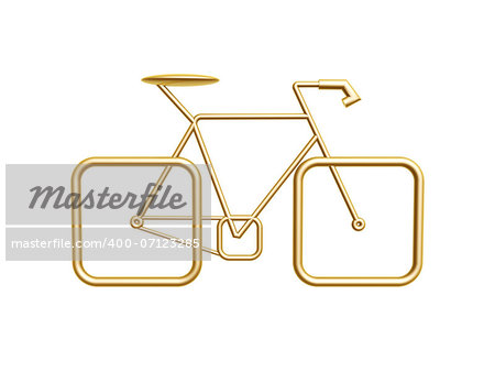golden racing bicycle symbol isolated on white background