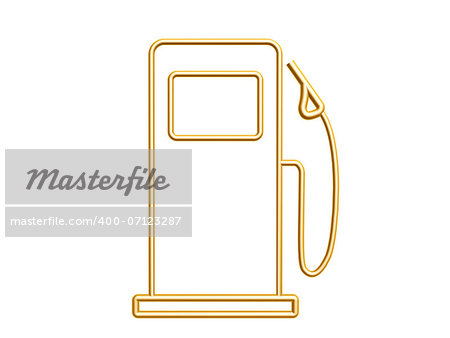 golden gas station symbol isolated on white background