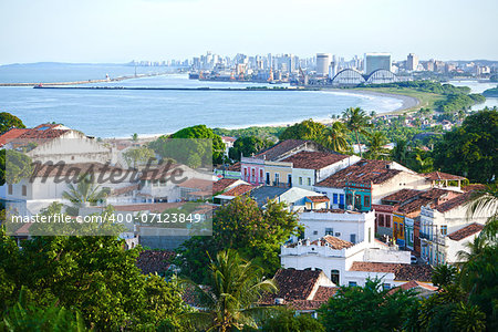 street aerial view of olinda with  recife in the background Pernambuco state brazil