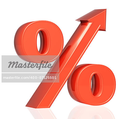 Conceptual image - percent growth. Object on white background