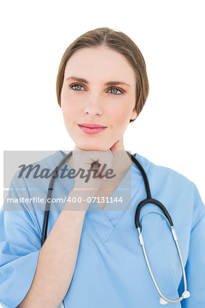Woman doctor supporting her head with her hand