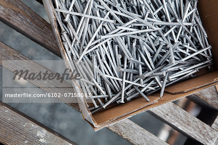 Box full of nails, directly above